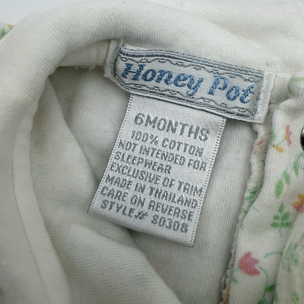Vintage Honey Pot Baby Girls' Size 6 Months Bodysuit Easter‎ Overalls Tulips EUC - Picture 4 of 5